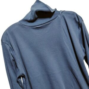 ERIKA & CO. Womens Blue Long Sleeve Turtleneck Top Size L Winter Teacher Cozy